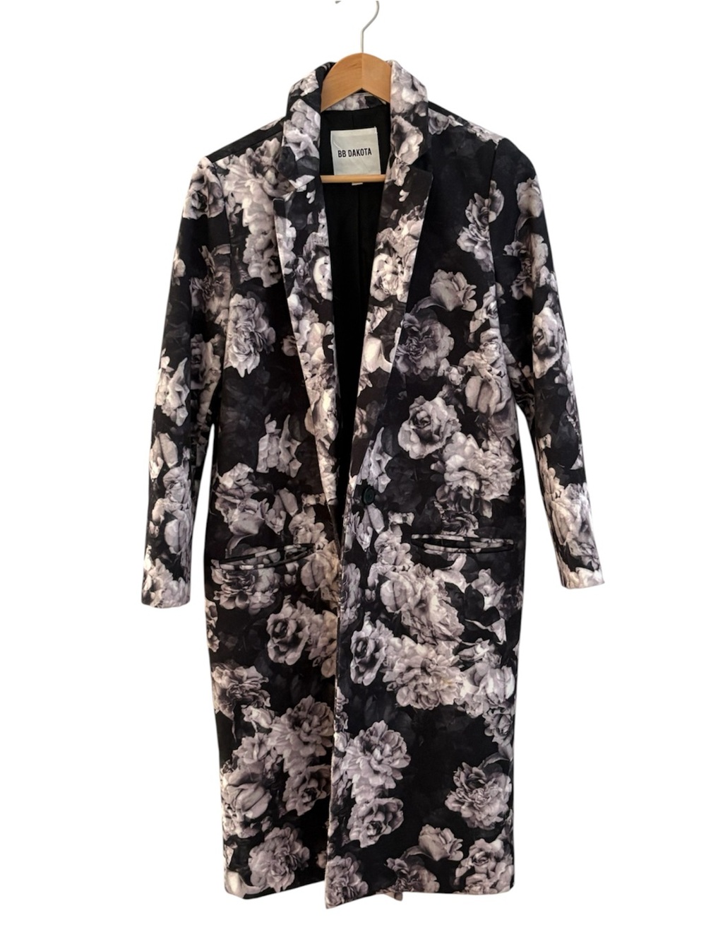 BB Dakota Charcoal Grey Voilet Cream Rose Trench Coat S